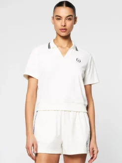Discount Atri Velour Polo- Gardenia View All
