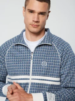 Sale Dallas Houndstooth Track Jacket- Maritime Blue Jackets