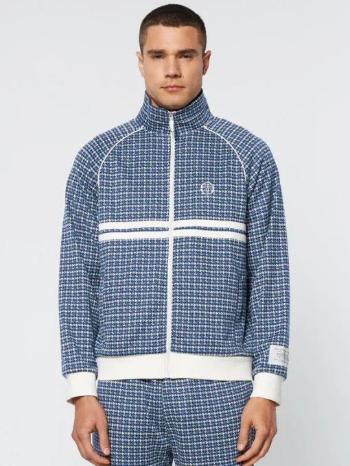Discount Dallas Houndstooth Track Jacket- Maritime Blue View All