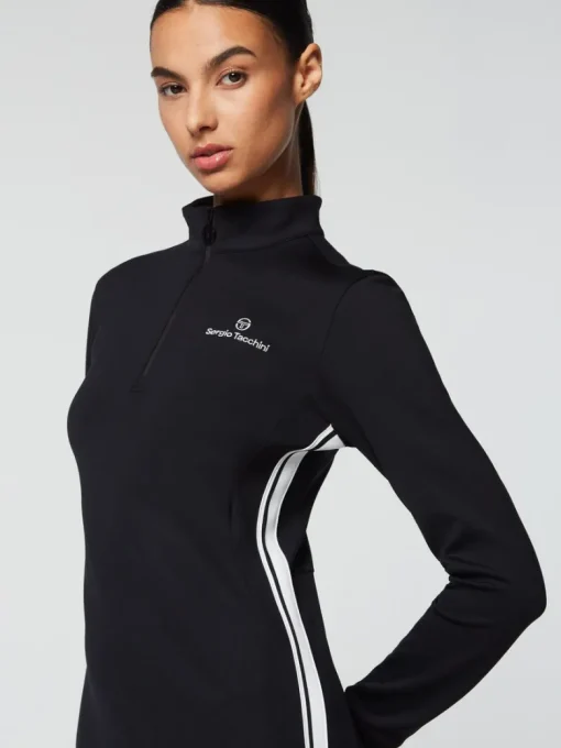 Best Damarindo Half-Zip Track Dress- Black Dresses