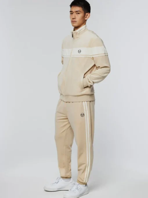 Fashion Damarindo Velour Track Jacket- Cement/ Gardenia Velour