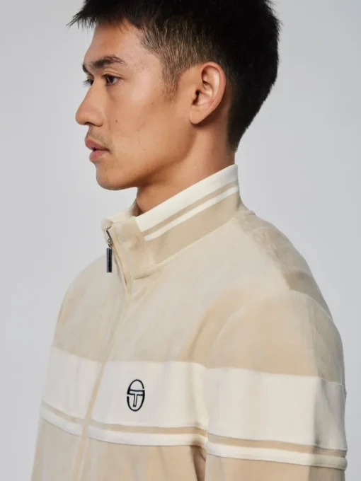 Fashion Damarindo Velour Track Jacket- Cement/ Gardenia Velour