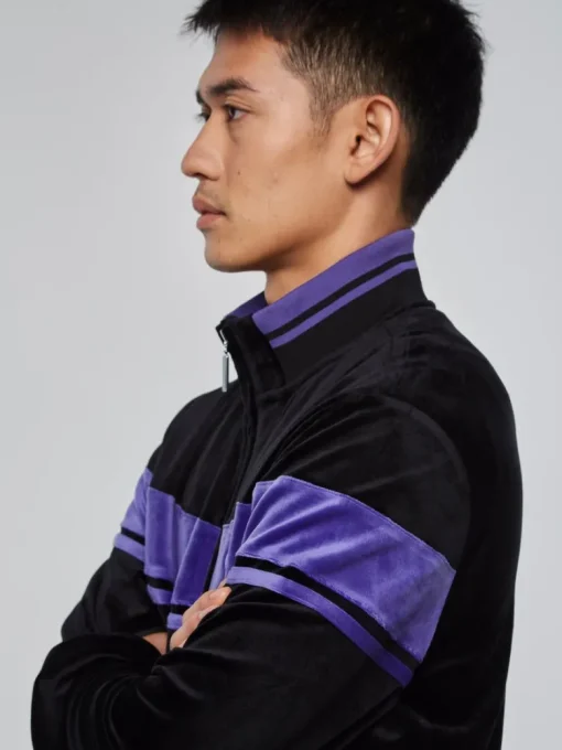 Sale Damarindo Velour Track Jacket- Black/ Liberty Velour