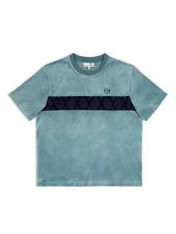 Fashion Debossed Damarindo Velour T-Shirt- Larkspur T-Shirts