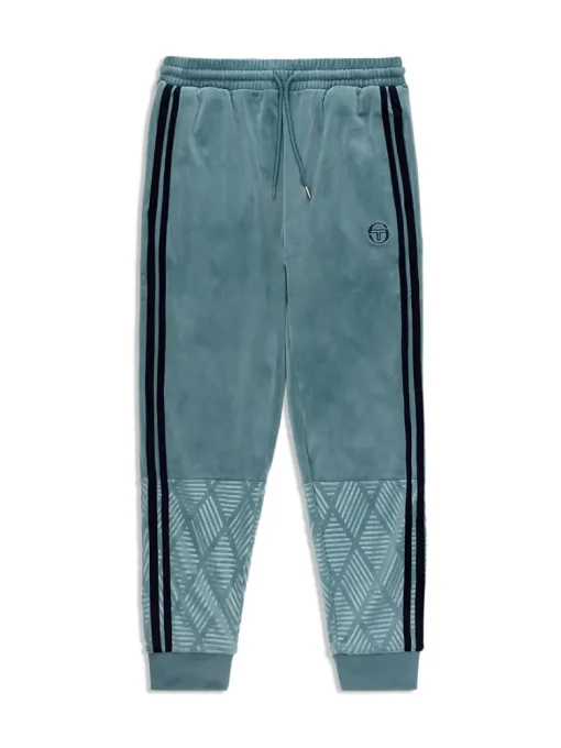 Hot Debossed Damarindo Velour Track Pant- Larkspur Pants And Sweatpants