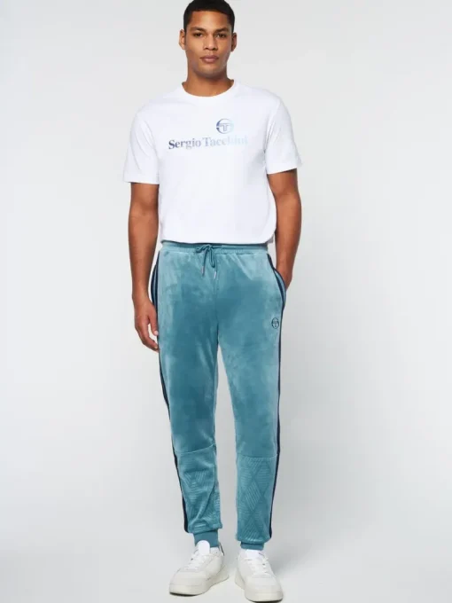 Hot Debossed Damarindo Velour Track Pant- Larkspur Pants And Sweatpants