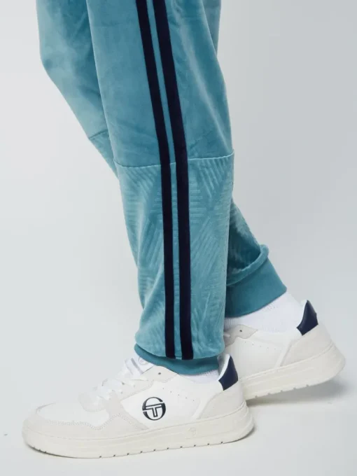 Hot Debossed Damarindo Velour Track Pant- Larkspur Pants And Sweatpants