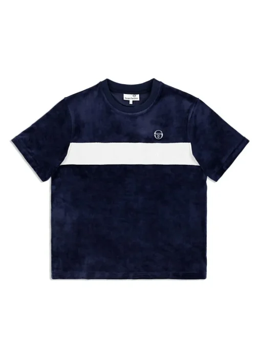 New Debossed Damarindo Velour T-Shirt- Maritime Blue Velour