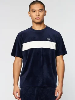 New Debossed Damarindo Velour T-Shirt- Maritime Blue Velour