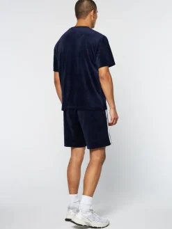 New Debossed Damarindo Velour T-Shirt- Maritime Blue Velour