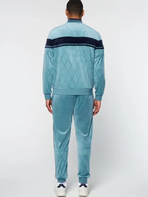 Online Debossed Damarindo Velour Track Jacket- Larkspur Tracksuits