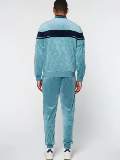 Best Debossed Damarindo Velour Track Jacket- Larkspur Velour