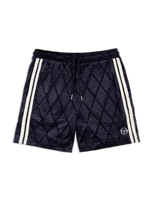 Fashion Debossed Damarindo Velour Short- Maritime Blue Velour