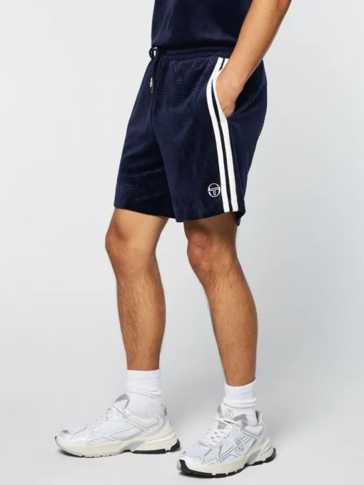 Fashion Debossed Damarindo Velour Short- Maritime Blue Velour