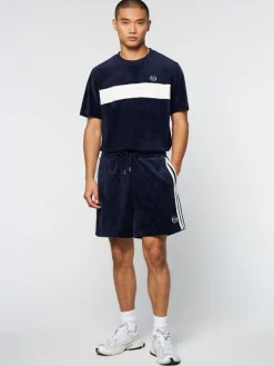 Fashion Debossed Damarindo Velour Short- Maritime Blue Velour