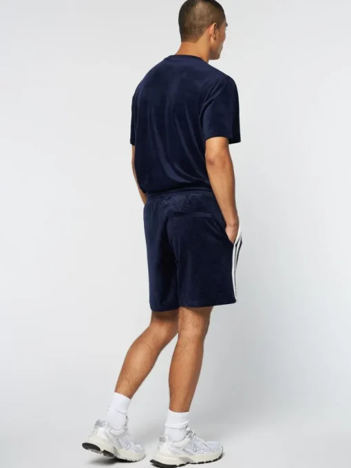 Fashion Debossed Damarindo Velour Short- Maritime Blue Velour