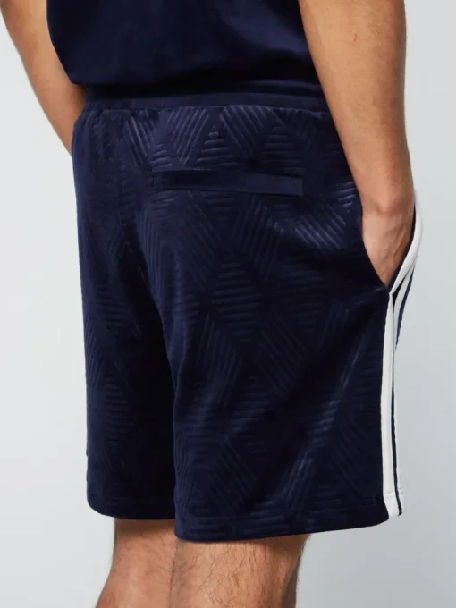 Fashion Debossed Damarindo Velour Short- Maritime Blue Velour