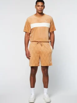 Outlet Debossed Damarindo Velour Short- Meerkat Velour