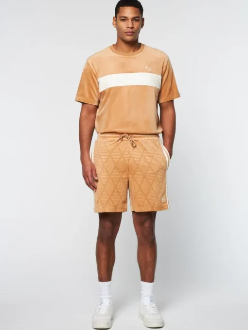 Outlet Debossed Damarindo Velour Short- Meerkat Velour