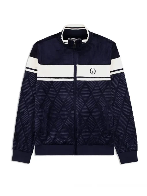 Hot Debossed Damarindo Velour Track Jacket- Maritime Blue Jackets