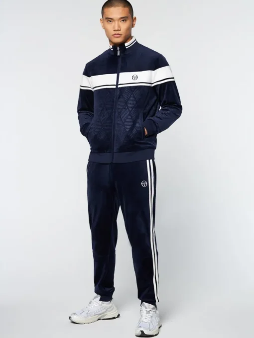 Hot Debossed Damarindo Velour Track Jacket- Maritime Blue Jackets