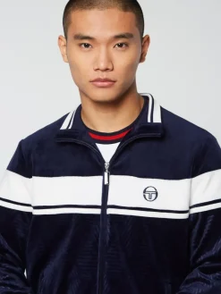 Hot Debossed Damarindo Velour Track Jacket- Maritime Blue Jackets