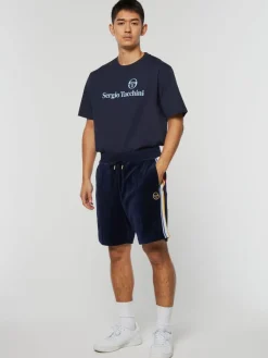 New Goran Velour Track Short Archivio- Maritime Blue Velour