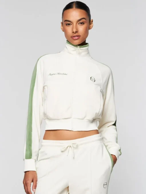 Sale Miss Carlotta Velour Track Jacket- Gardenia Velour