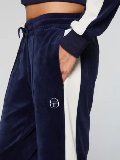 Outlet Miss Carlotta Velour Track Pant- Maritime Blue Velour
