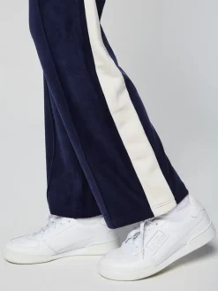 Outlet Miss Carlotta Velour Track Pant- Maritime Blue Velour
