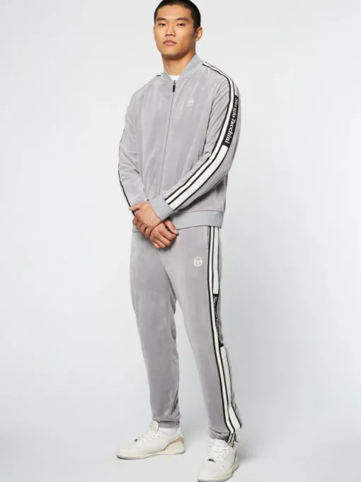 Clearance Pereto Velour Track Jacket- Sleet Jackets
