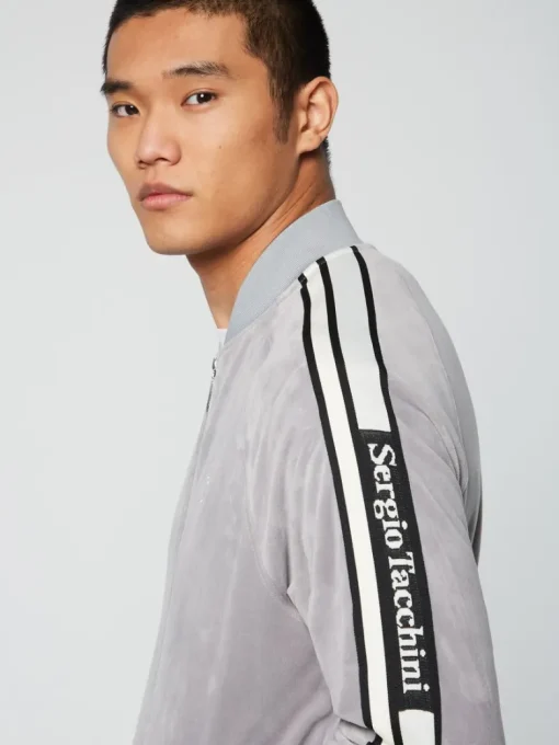 Clearance Pereto Velour Track Jacket- Sleet Jackets