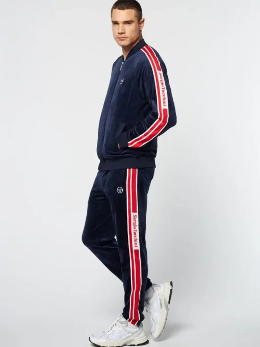 Best Pereto Velour Track Jacket- Maritime Blue Velour