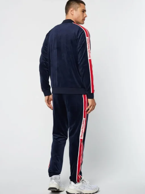 Best Pereto Velour Track Jacket- Maritime Blue Velour