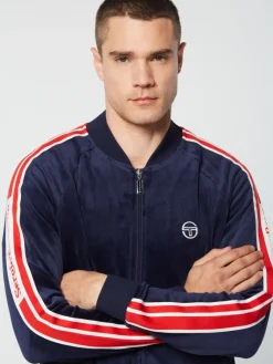 Best Pereto Velour Track Jacket- Maritime Blue Velour