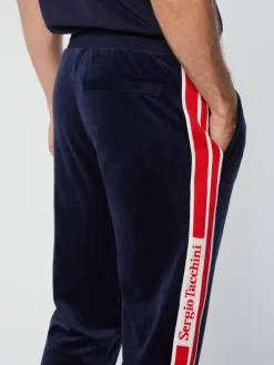 Discount Pereto Velour Track Pant- Maritime Blue Velour