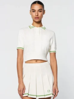 Discount Perla Knit Cropped Polo- Gardenia Tops And Sports Bras