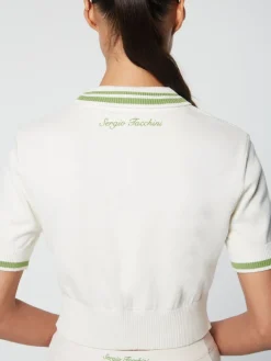 Discount Perla Knit Cropped Polo- Gardenia Tops And Sports Bras