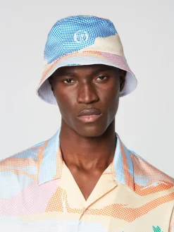 Outlet Riviera Reversible Bucket Hat- Deep Mint/ Multi View All