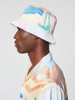 Outlet Riviera Reversible Bucket Hat- Deep Mint/ Multi View All
