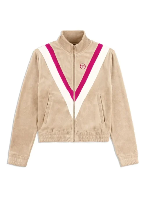 Discount Sara Velour Track Jacket- Humus Velour