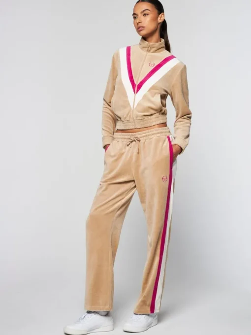 Discount Sara Velour Track Jacket- Humus Velour