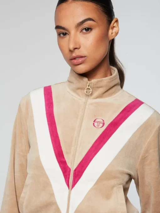 Discount Sara Velour Track Jacket- Humus Velour