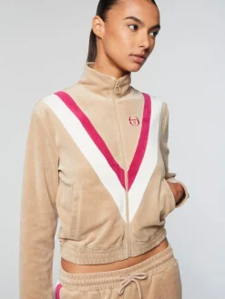 Discount Sara Velour Track Jacket- Humus Velour