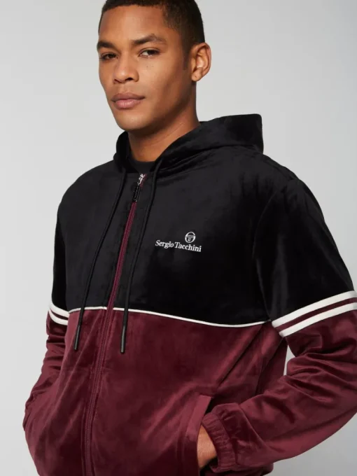 Best Scopeto Full-Zip Velour Hoodie- Black Beauty/ Mauve Wine Velour