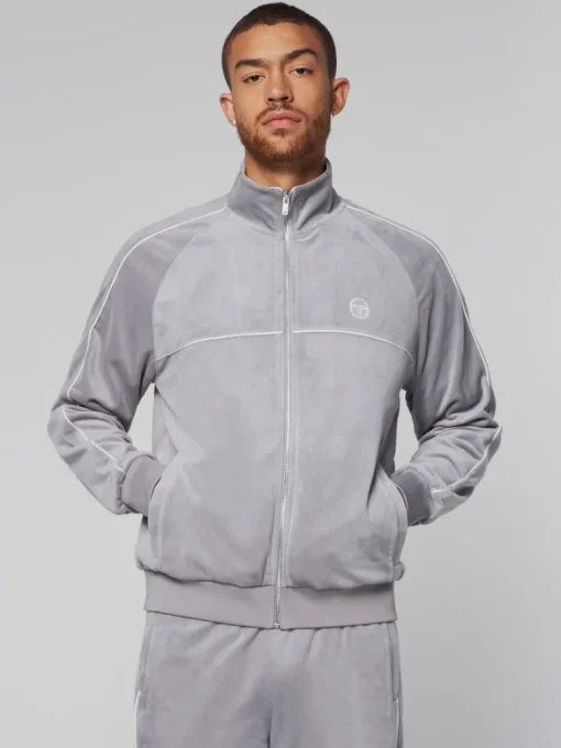 New Sovana Velour Track Jacket- Sleet Velour