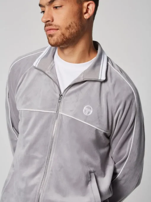 New Sovana Velour Track Jacket- Sleet Velour